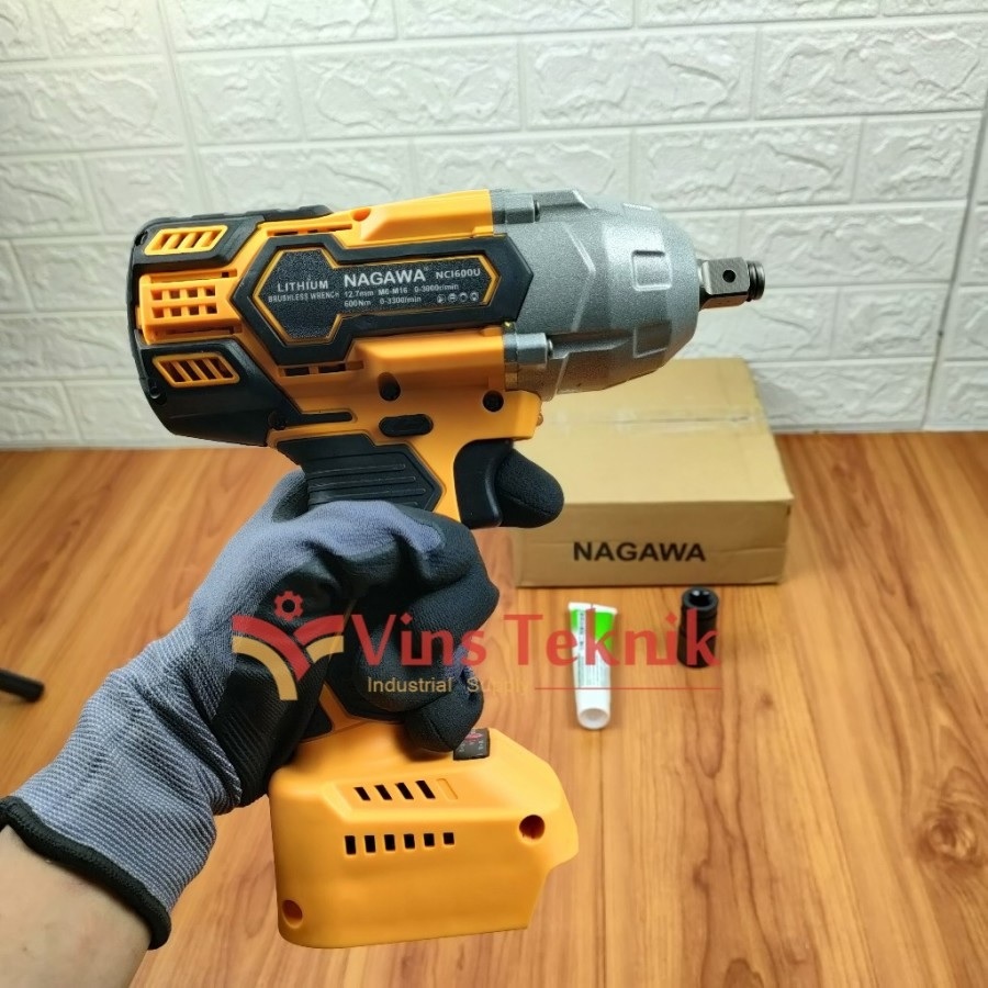 Cordless Brushless Impact Wrench NAGAWA NCI600U Mesin Pembuka Baut