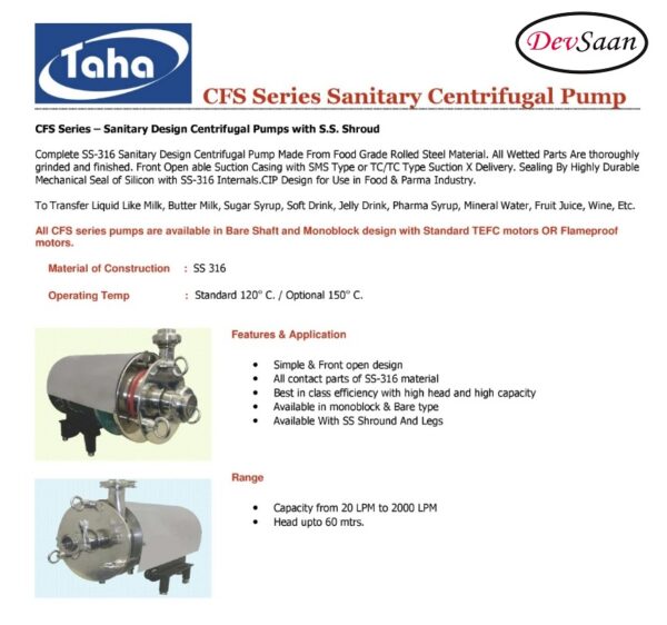 Sanitary Centrifugal Pump SS-316 CFS-3 - 3 Fase Pompa Sanitary - 25 mm x 25 mm - 150 Lpm 12 Mtr - Gambar 3