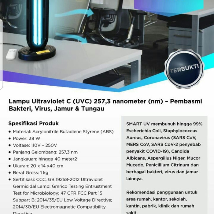 PROMO BUNDLING ALAT STERILISASI SMARTUV, LAMPU UVC PEMBUNUH VIRUS ORI - Image 4