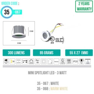 Mini Spotlight 3 Watt Tipe NY01 1 dus isi 2 pcs