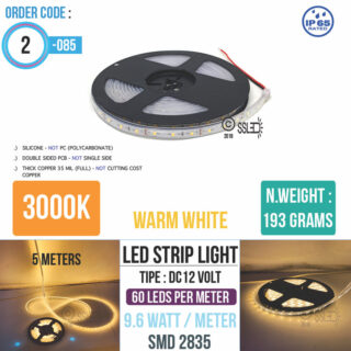 LED Strip 2835 Rainproof Outdoor Silicone 3000K