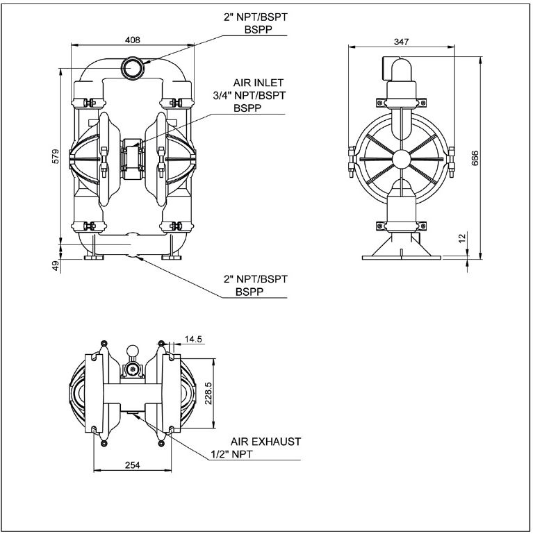 Diaphragm Pump DP 50 ALN Pompa Diafragma Stroke 2" - Image 3