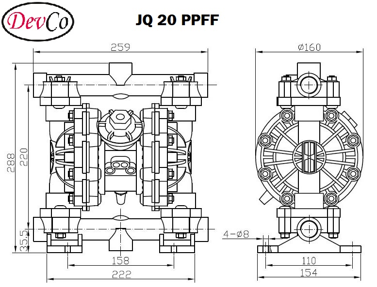 Diaphragm Pump JQ 20 PPFF Pompa Diafragma Devco 3/4" - Image 4