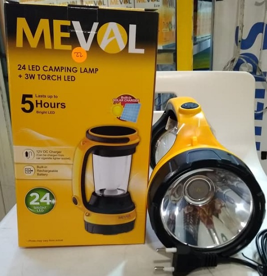 Meval 24 LED Camping Lamp + 3w Senter + Panel Surya - Putih