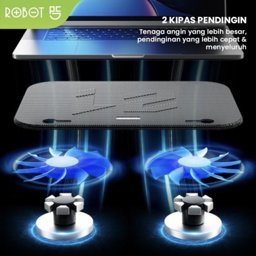 Stand Kipas Pendingin Laptop Robot Cooling RT-LCS01 Dual Fan Ultra - Image 5