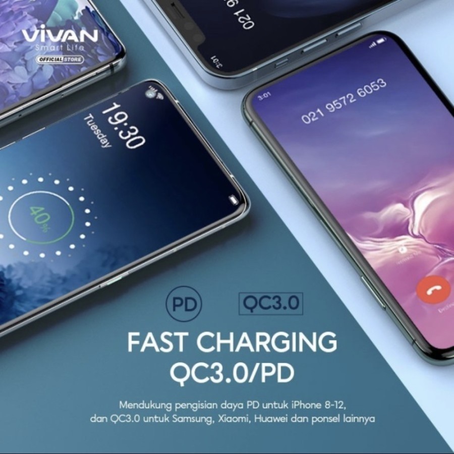 Power Bank 20.000 mAh Vivan VPB-A20 Dual Input 3 Output 22.5W 5A VQC - Image 4