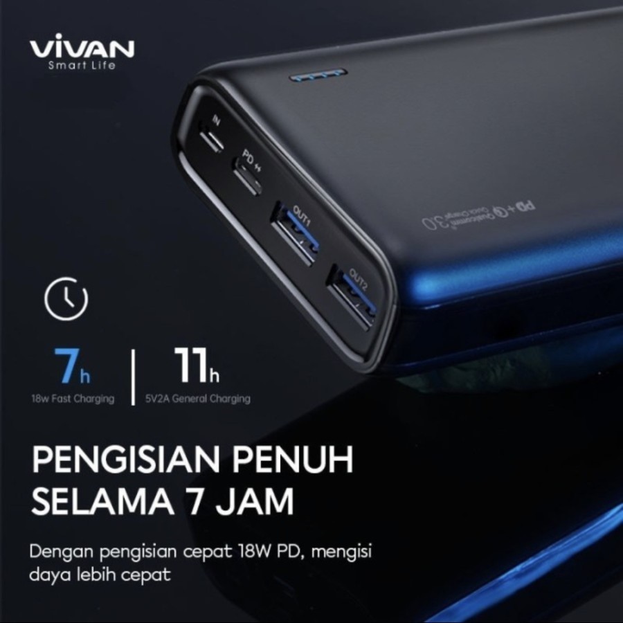Power Bank 20.000 mAh Vivan VPB-A20 Dual Input 3 Output 22.5W 5A VQC - Image 5