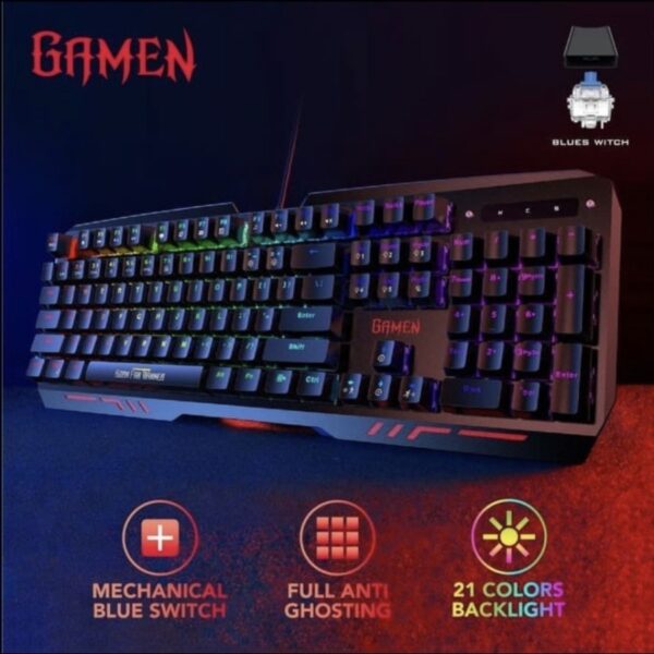 Gamen Keyboard Titan Wired USB Mechanical Blue Switch Keyboard Gaming