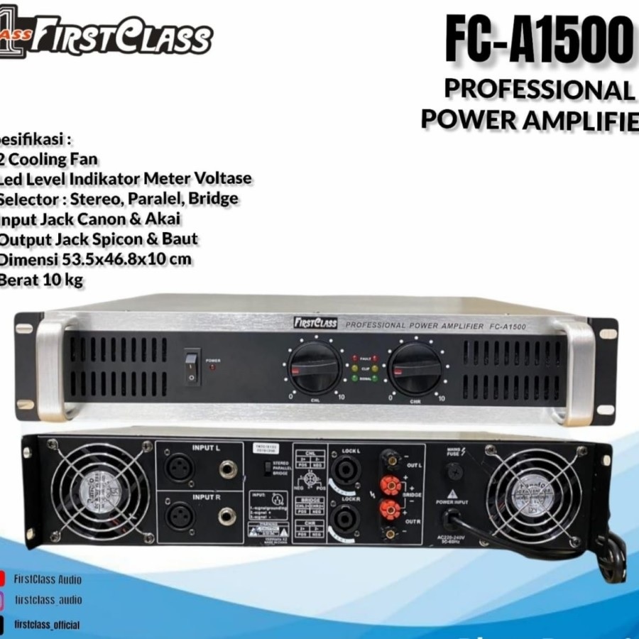 POWER AMPLIFIER FIRSTCLASS FC A1500 – trademall.id