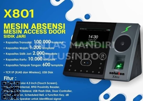 Mesin absensi sidik jari / Fingerprint solution X801 - Gambar 3