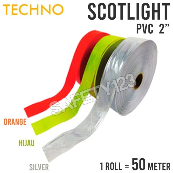 Pita Scotlight Skotlit Reflektor Rompi Baju Safety Roll PVC 2inci 2" - Orange