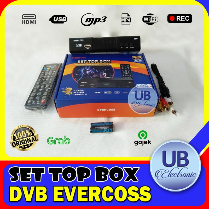 Receiver Tv Set Top Box Evercoss DVB T2 Digital Original Garansi