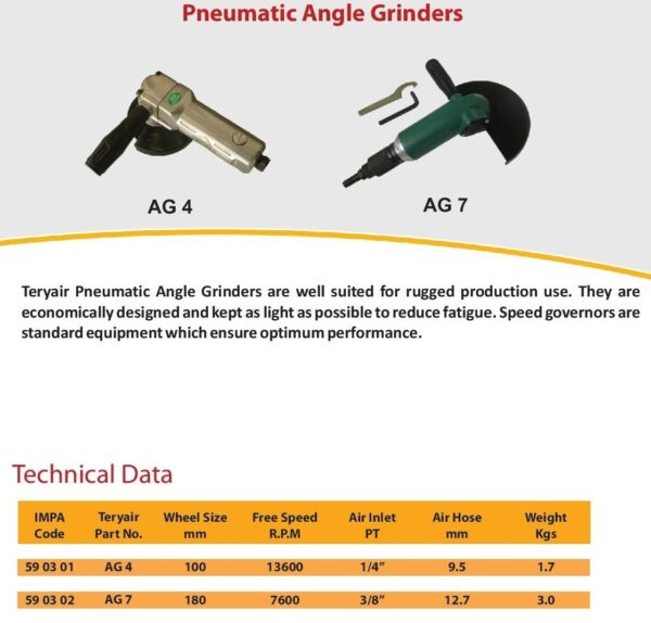 Pneumatic Angle Grinder 4 Inch - AG4 - IMPA 59 03 01 - Air inlet 1/4" - Gambar 4