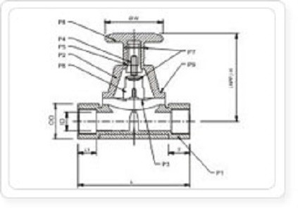 Diaphragm Valve PP 1" x 1" BSPT Thread - 25 mm Drat BSPT - Image 4