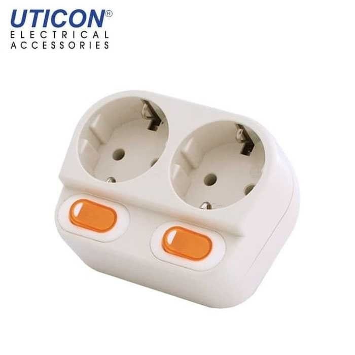 STOP KONTAK ARDE 2 LUBANG / STEKER + SAKLAR TERSENDIRI UTICON S-128 SW