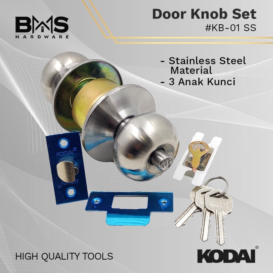 CYLINDER KNOB Set Knob Pintu Kamar Mandi Bulat Stainless Steel KODAI - Image 2