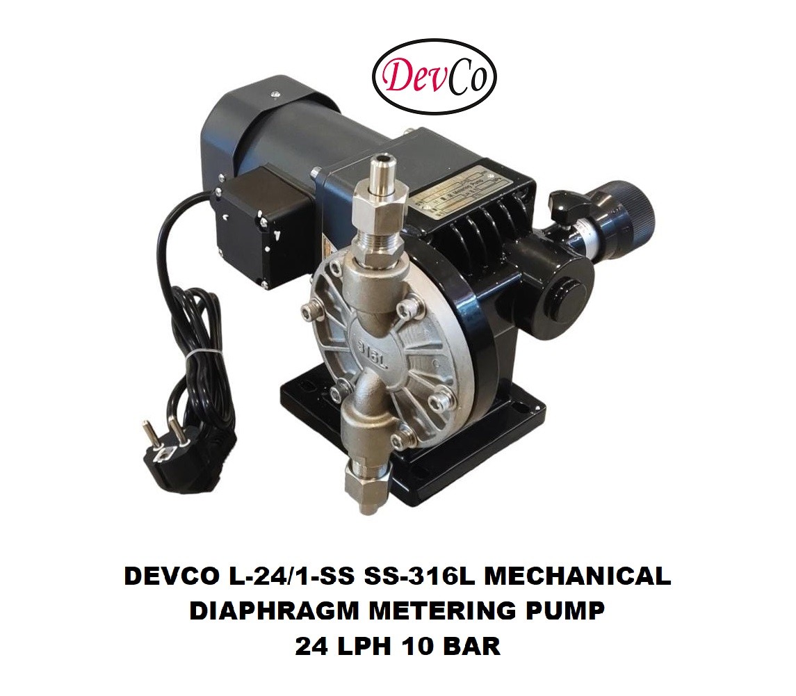 Pompa Dosing L-24-1-SS Mechanical Diaphragm Metering Pump - 24 LPH 10 Bar