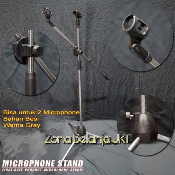 Stand Mic / Standing Microphone / Dudukan Mic Berdiri Lantai - STAND MIC HITAM - Gambar 2