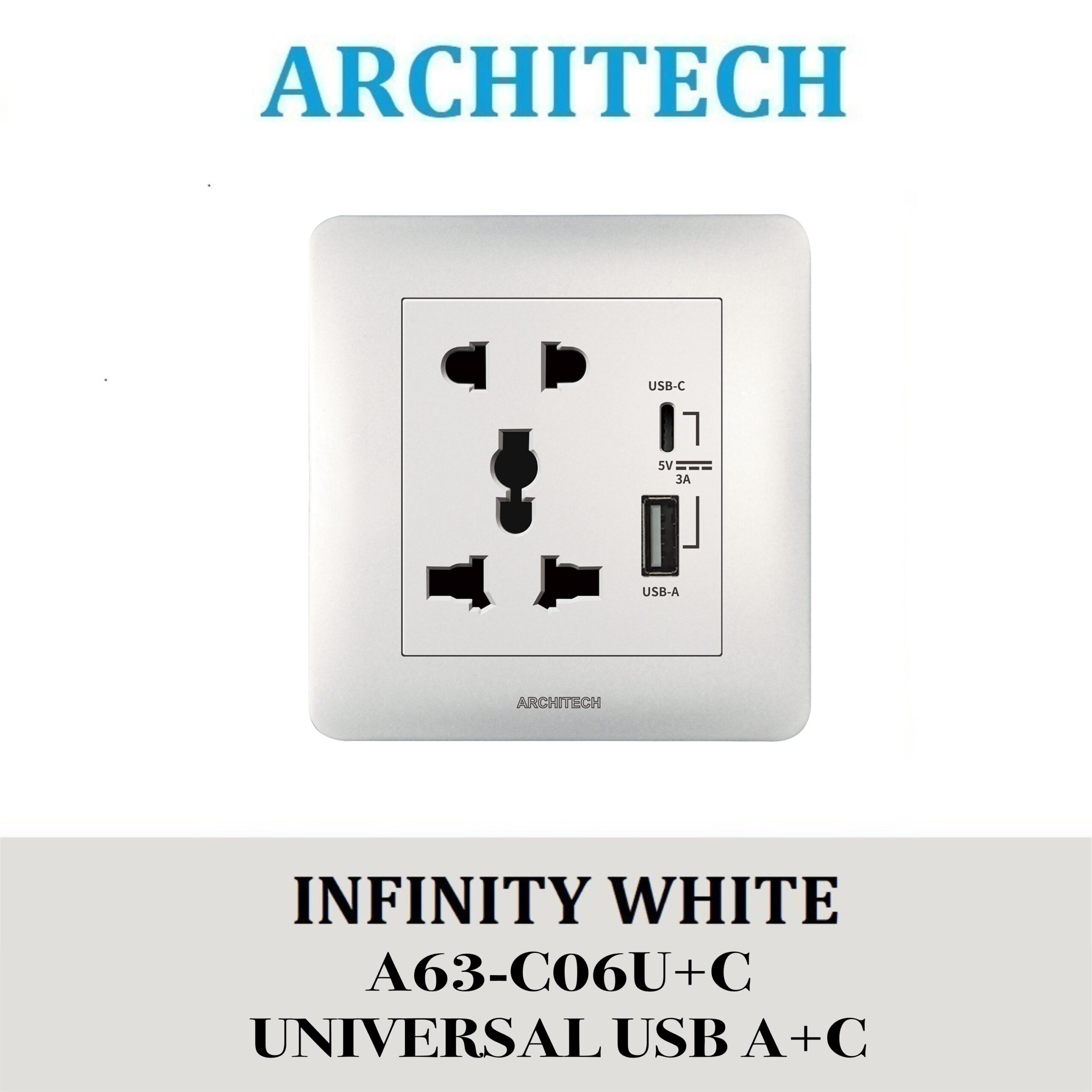 ARCHITECH INFINITY A63-C06U A+C WHITE Stop Kontak – Universal USB A+C ...